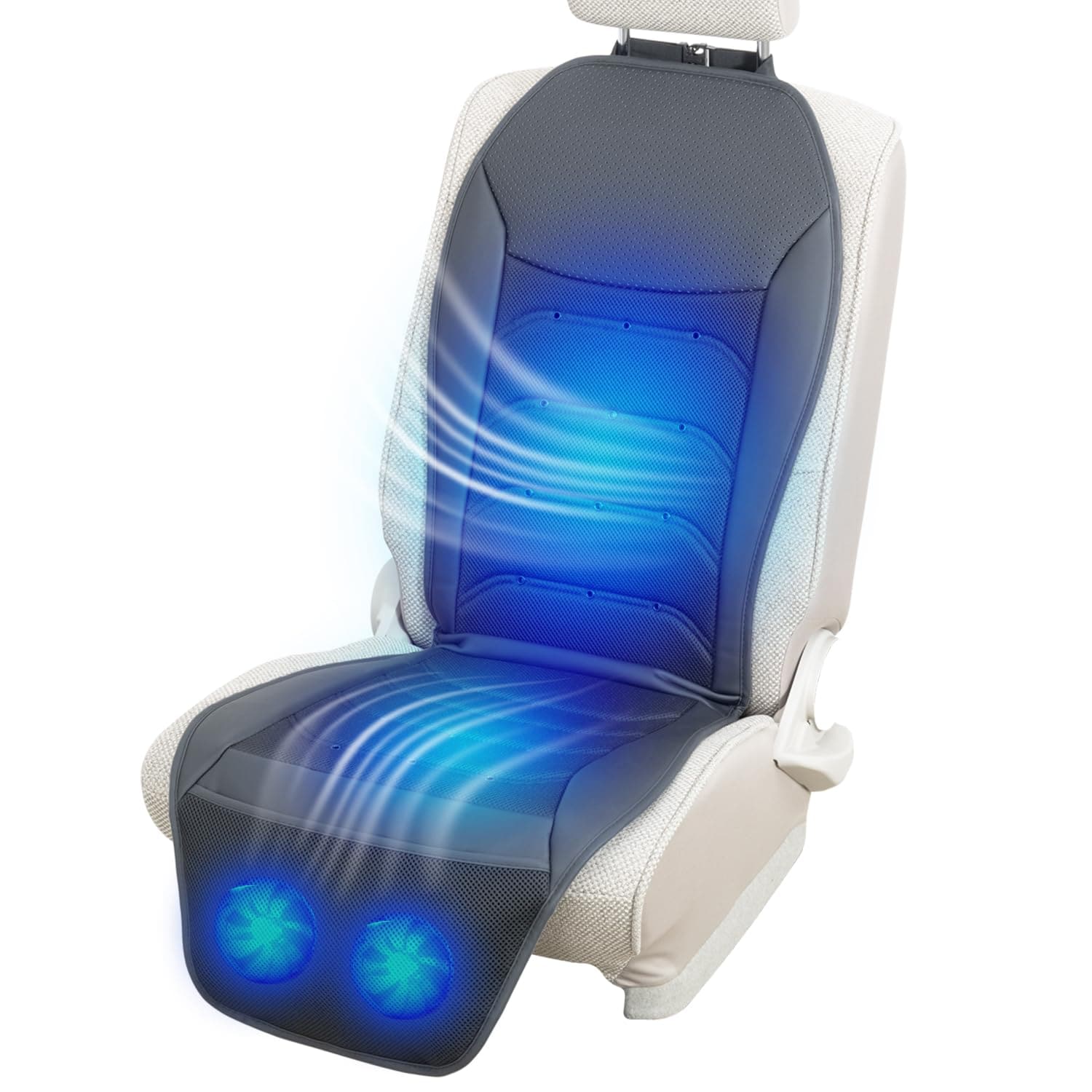 セイワ 車用 シートクーラー クールシート エアーシートカバー IMP372 12V/24V対応 大型ファン2つ搭載 風量調整 無段階 ムレ防止 夏用 通気性 エアコン 冷風 循環 60135