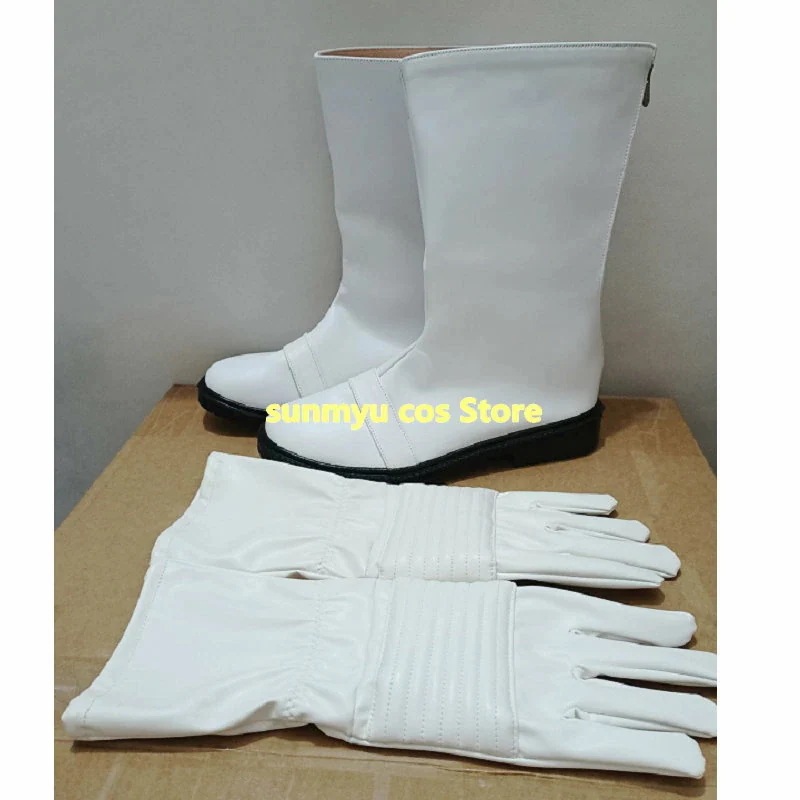 ホワイト靴＋グローブセット　白い手袋　オーダーサイズ　 コスプレ靴　道具　通用