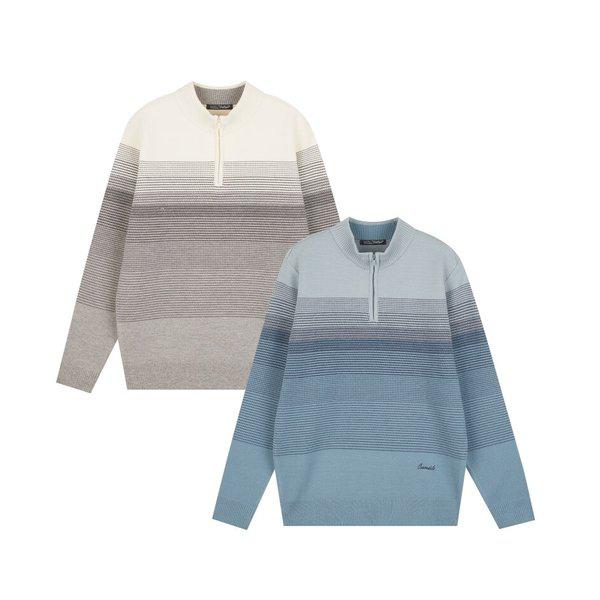 ストライプハーフジップニットCDAA8KR4333