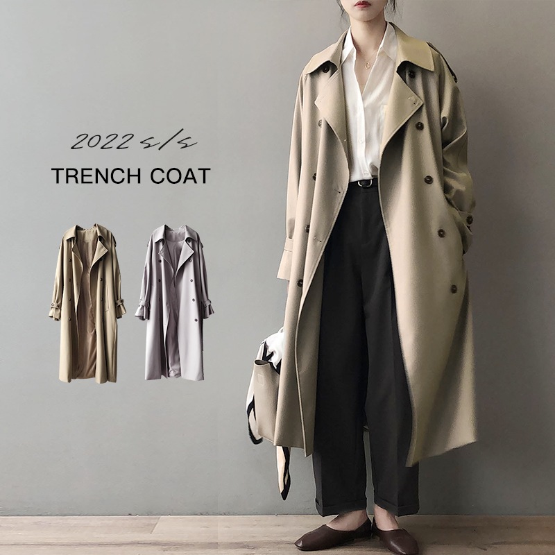 【全店任意2枚購入で100円OFF】スプリングコート トレンチコート レディース 春 秋 おしゃれ ロング 大きいサイズ トレンチ スプリング コート アウター ロングコート ビッグ ドロップショルダ