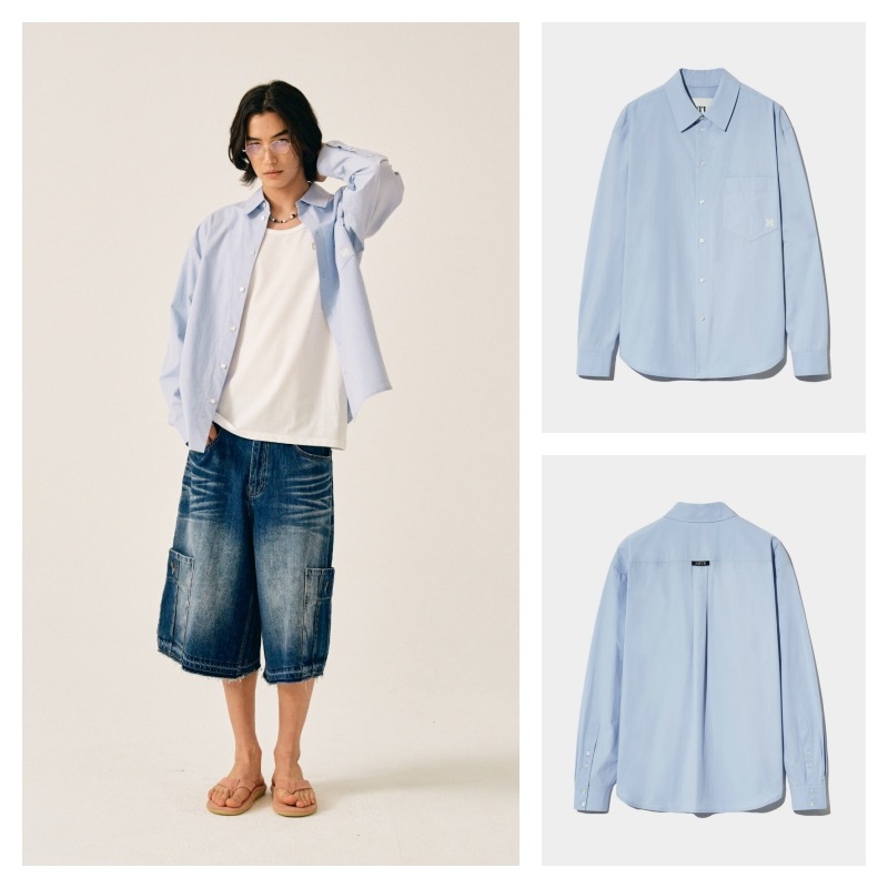 【SATUR】 BASIC POCKET SHIRT : SKY BLUE