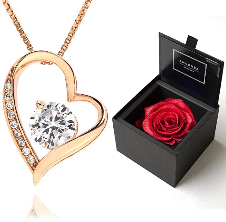 スワロフスキー オープンハート レディース ネックレス プレゼント ギフト ラッピング セット 選べる3カラー ローズBOX L003-R( ピンクゴールド（ローズBOX）)
