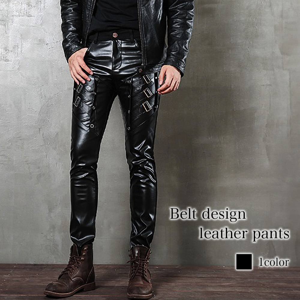 ストレートパンツ メンズ ベルトデザインレザーパンツ チノパン あったかパンツ セール 9分丈 ズボン ストレッチ ゆったり ルーズフィット 黒 冬 あったか ブランド ウェーブ フレアパンツ おすす