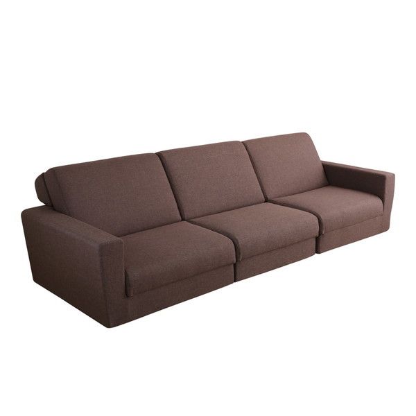 ホームテイスト SH-07-LAW3P 組み換え自由なソファベッド3P Lawro-ラウロ- ポケットコイル 3人掛 ソファベッド 日本製 ローベッド カウチ ブラウン メーカー直送