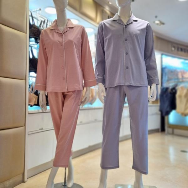 WP8774AMP8774A_プレミアムコットン100番手ソリッドカップルパジャマ