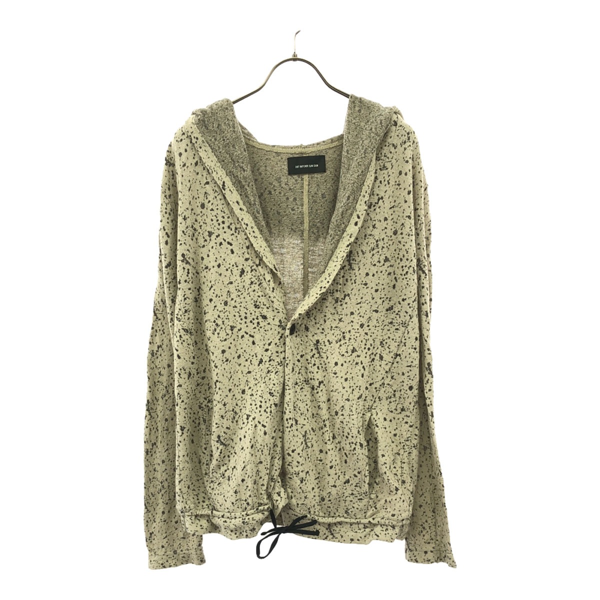 日本製 総柄 長袖 パーカー 2 グレージュ メンズ 古着