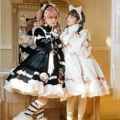 【激安本日限定】猫ぬいぐるみp冬長袖厚手ロリータロリータワンピース可愛い30パーセント割引