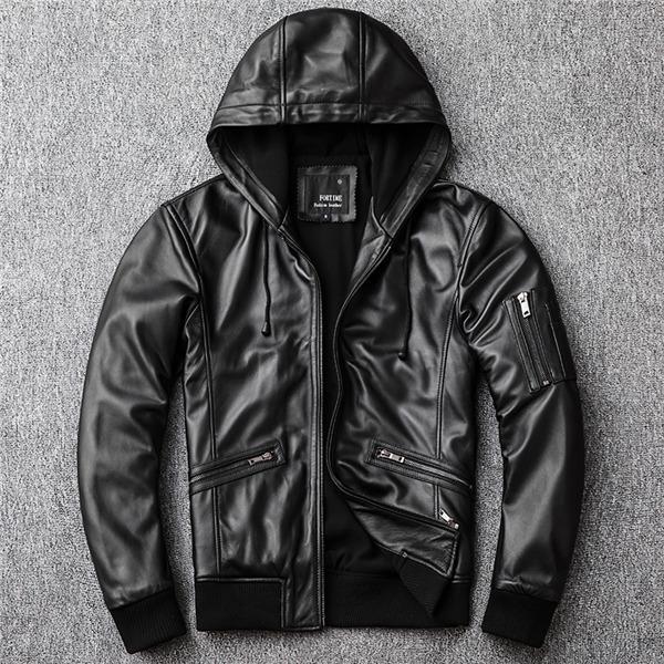 ライダースジャケット メンズ シングル 革ジャン 本革 レザージャケット フード付き バイク 防風 ブルゾン 秋冬 冬服 バイカー おしゃれ