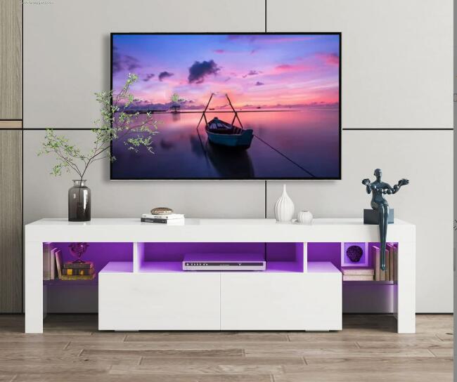 リビングキャビネット テレビキャビネット 家具 新しいモダンな無垢材TVキャビネットリビングルームTVキャビネットLED付き