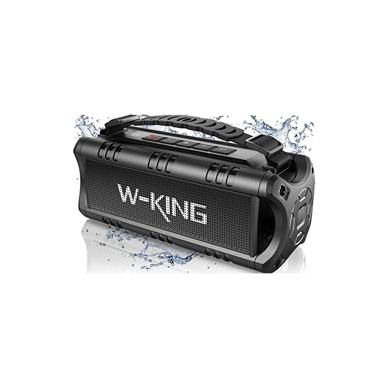 BluetoothスピーカーW-KING 30Wポータブルワイヤレススピーカー24時間再生時間パワフルな低音NFCTFカードUSB再生内蔵マイクAUX家庭用防水スピーカー