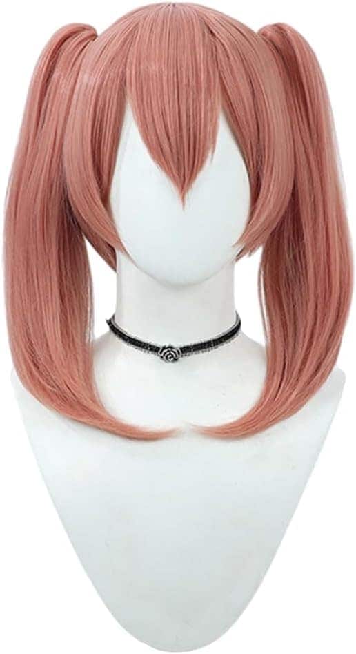 コスプレウィッグリーニエツインテールライトピンク耐熱文化祭小物ハロウイーンウィッグかつらネット付きコスチューム