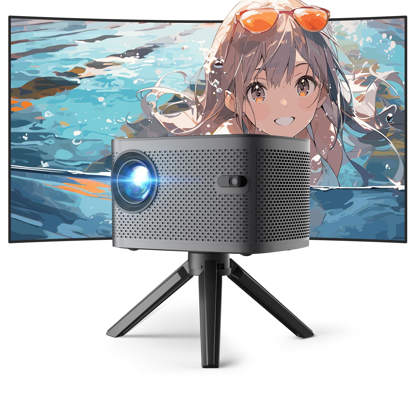iFANR 小型プロジェクター家庭用 16000L 【ミニ卓上三脚付 】電動フォーカス/電動台形補正/双方向Bluetooth /WIFI6/1080P/短距離投影ホームシアターミニプロジェクター 10,868円