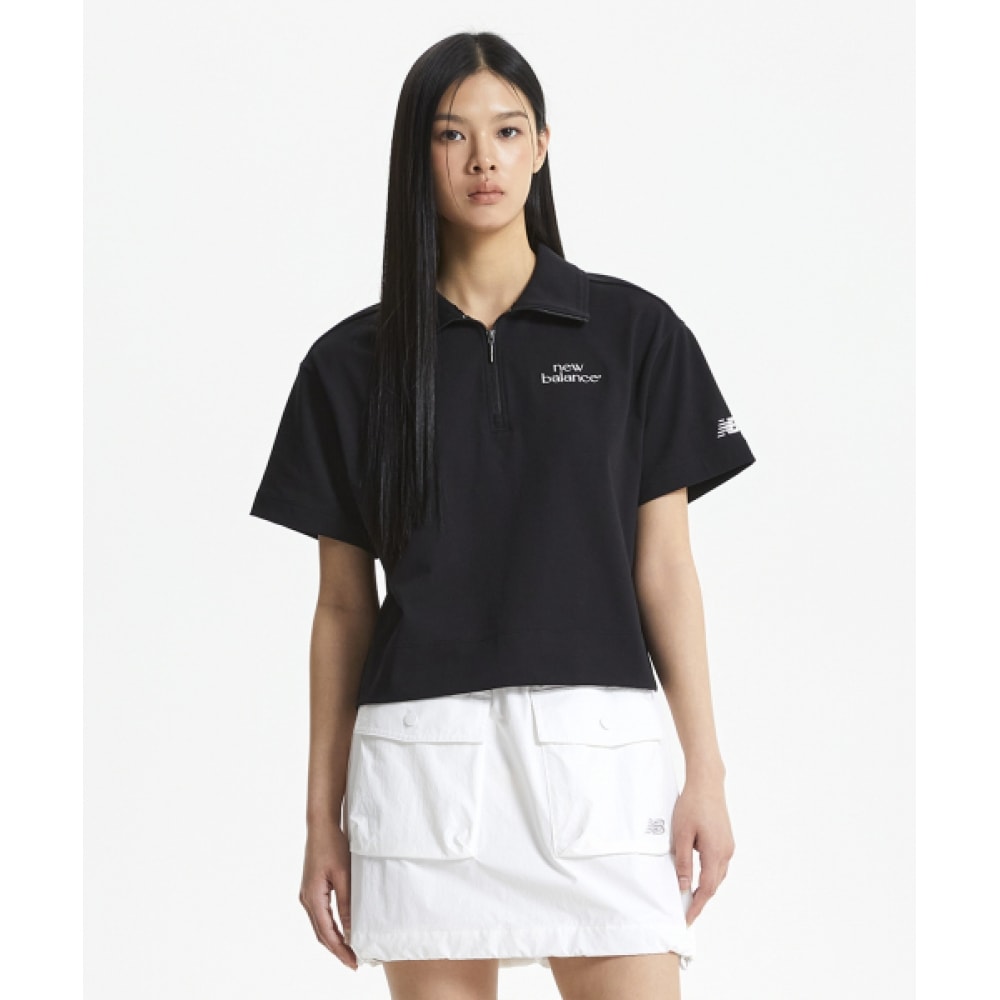 ニューバランス NBNCF2W412/レディースシングルメッシュハーフジップアップ半袖スウェットシャツ (ブラック) 10,076円