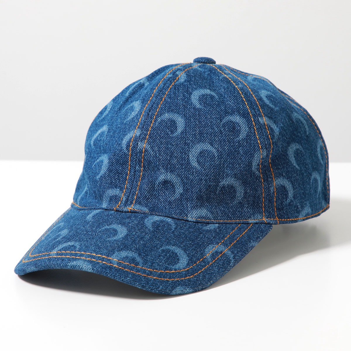 Marine Serre マリーン セル ベースボールキャップ MOON LASER DENIM BASEBALL CAP UHG048A CDEN0001 レディース デニム 三日月