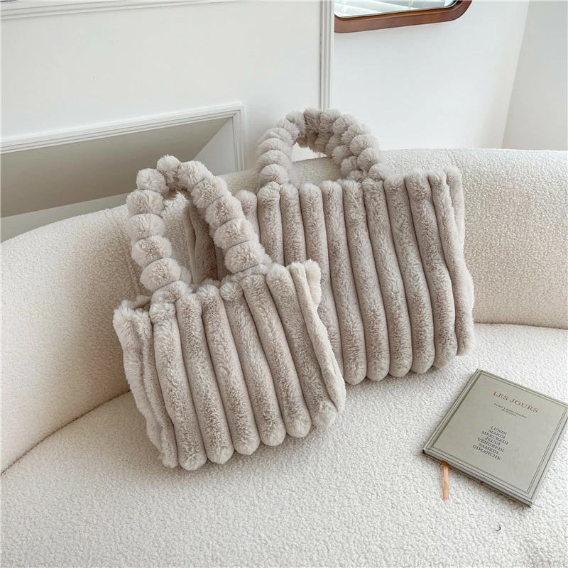 ファーバッグ トートバッグ レディース 韓国風 秋冬デザイン ふわふわ (T)