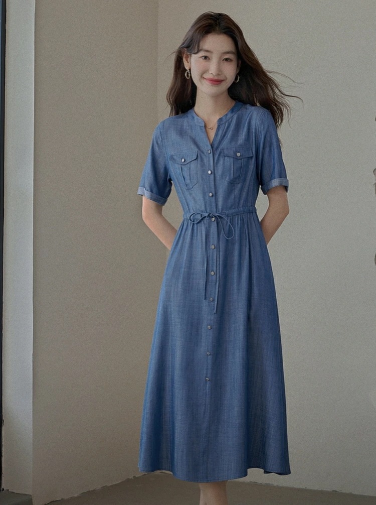 【2枚購入で100円OFF】新作　　レディース ワンピース　ドレス　ゆったり フォーマル フレア　　 通勤 OL 大人　女子会 　細身　膝丈 ミモレ丈　夏