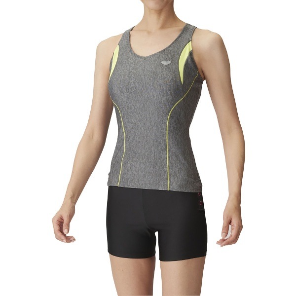 ARENA アリーナ 大きめカラースナップ付きセパレーツ 差し込みフィットパッド 水泳 水着レディース フィットネス LAR3240W-GYYL