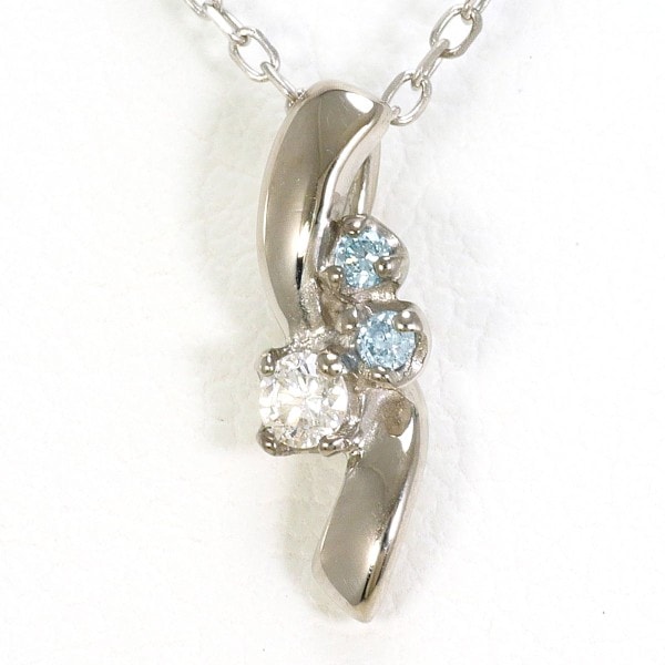 K10 10金 WG ネックレス ブルーダイヤ ダイヤ 計0.05 ジュエリー 中古