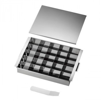 サンエー　18-0玉子豆腐器仕切付（蓋付）　25個取　ATM2802