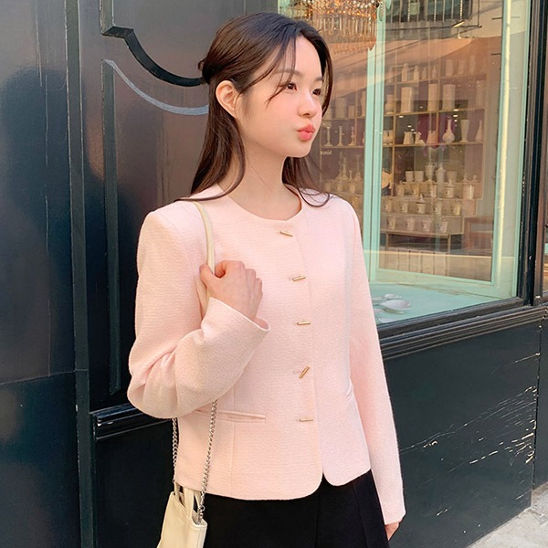 ラウンドネックツイードジャケット jk2823