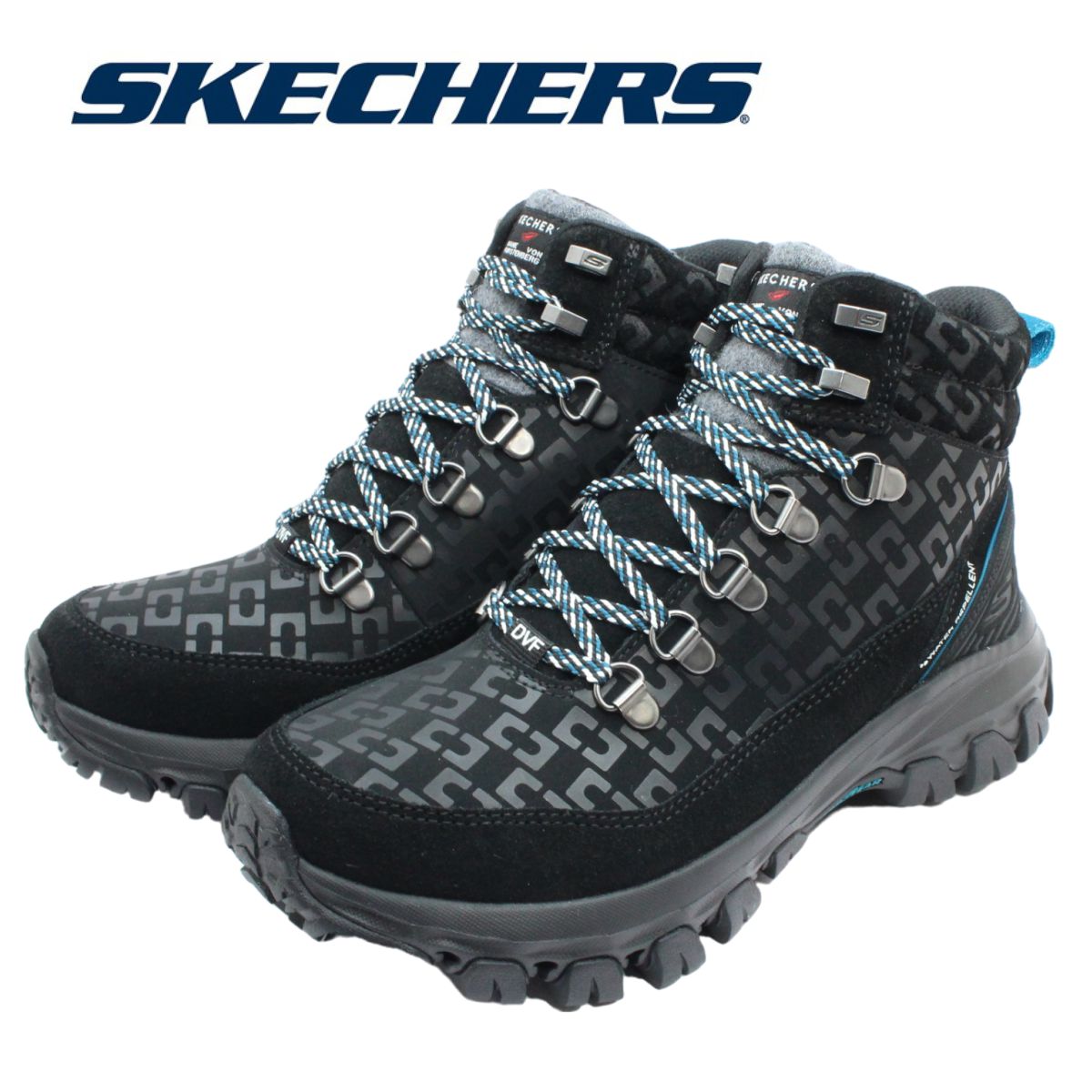 SKECHERS スケッチャーズ レディース スニーカー 撥水 防滑 180141 ダイアン フォン ファステンバーグ ブラック ティール ハイカット 紐靴