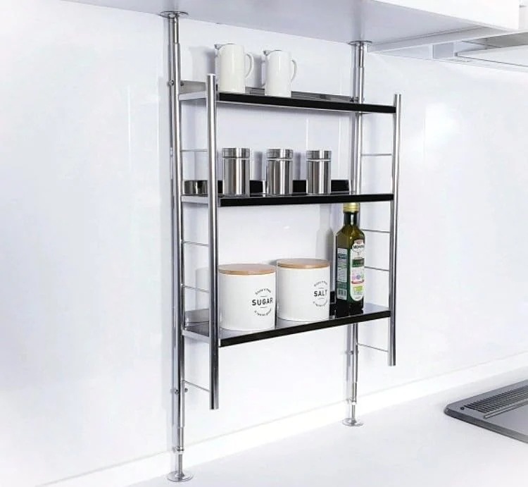 ステンレス 調味料ラック スリム 日本製 つっぱり式 突っ張り スパイスラック ３段