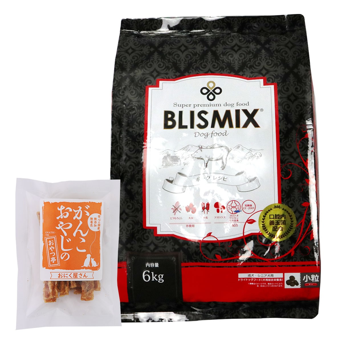 ポーク 小粒 6kg+がんこおやじのおやつ亭国産たじま鶏ジャーキー20g