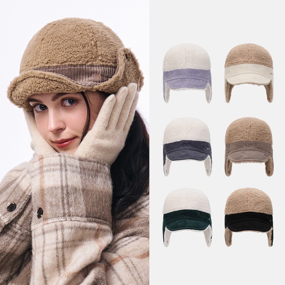 コーデュロイ ショート フリース イヤーマフ キャップ ハコート (6colors)