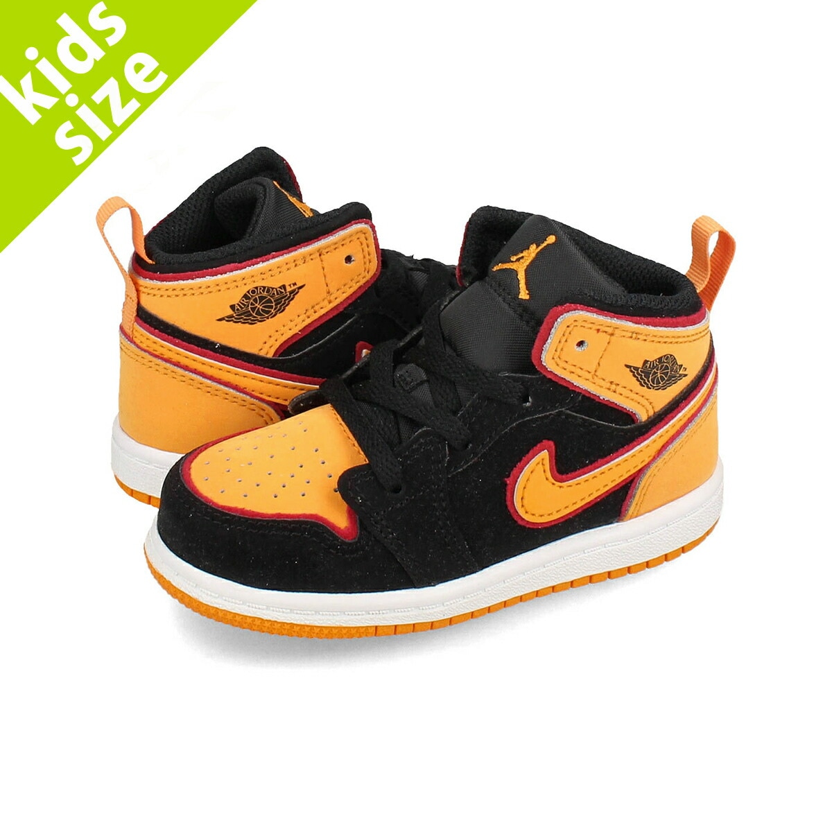 NIKE AIR JORDAN 1 MID SE TD BLACK/CARDINAL RED/WHITE/VIVID ORANGE