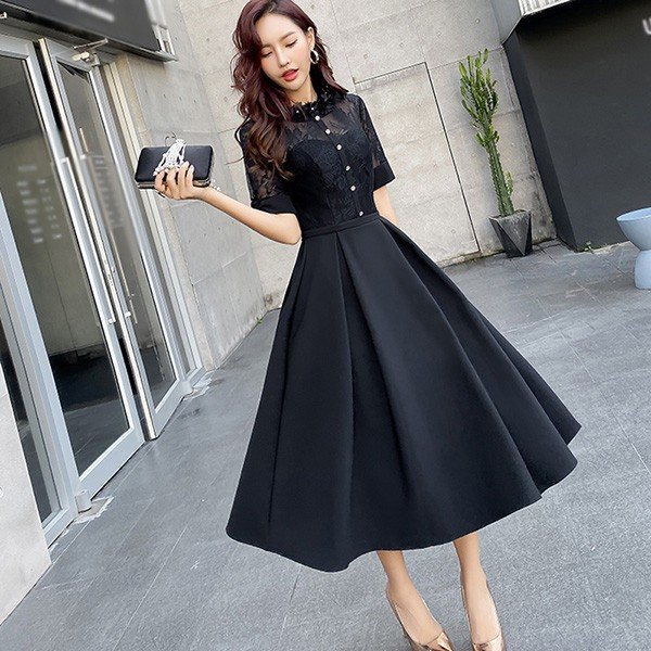 ドレス 大人 ピアノ 発表会 演奏会用ドレス 演奏会 イブニングドレス 結婚式 母親 ピアノ発表会 中学生 パーティードレス 発表会ドレス ミモレ丈ドレス 黒 高校生 大きいサイズ コンク