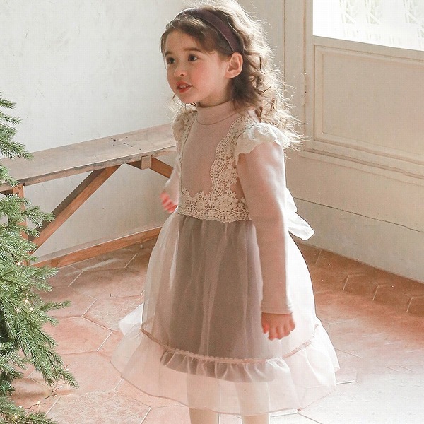 激安セールキッズ 子供服 ワンピース フリース 起毛 レース 厚手 ガールズ