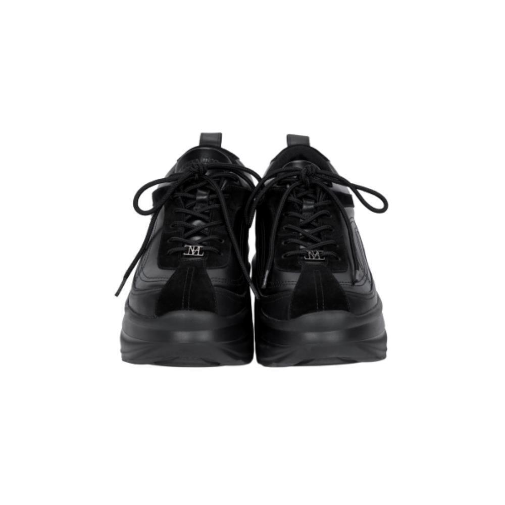 TREEMINGBIRD Flatform Cowhide Leather Sneakers Black T