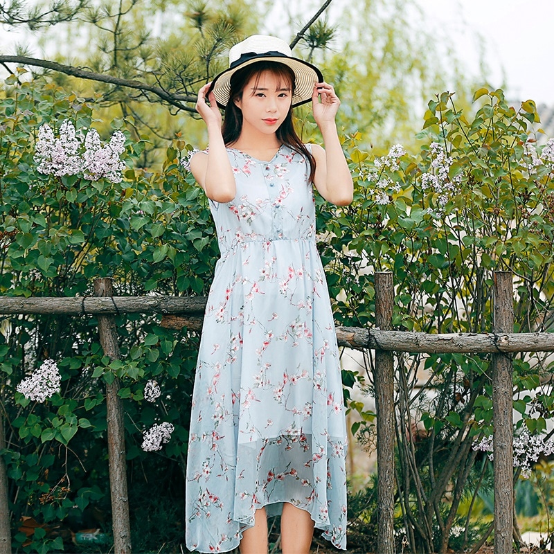 1209．花柄ノースリーブワンピース（ブルー） 100,000円