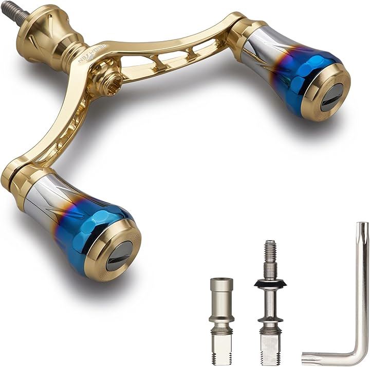 V3.0 80/98mm リール ハンドル 航空アルミ製 シマノ ダイワ 通用 スピニングリール Arch Aurora 80mm 493(ゴールド, V4.0 - 80mm)