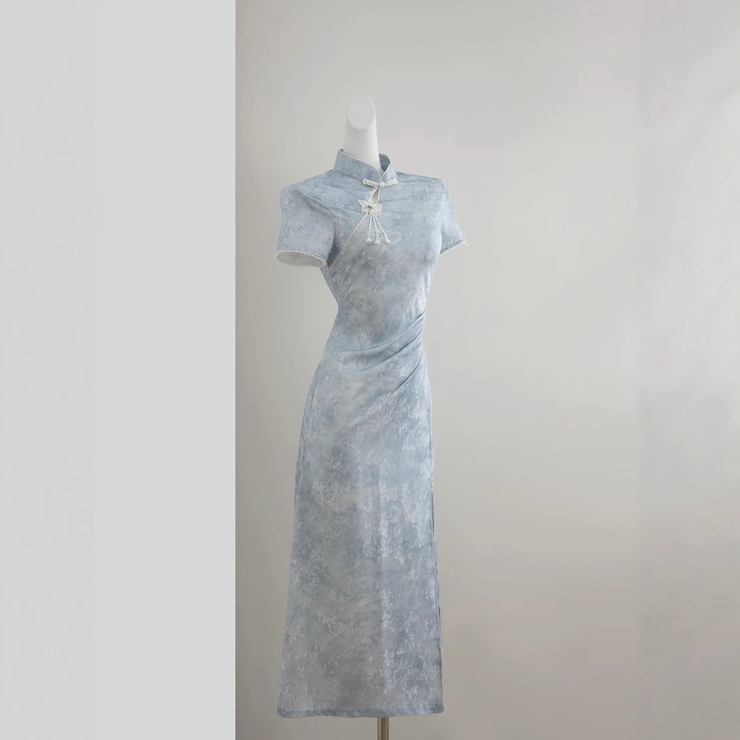 【急速出荷】文色提花前開叉チャイナドレス女2025改良新中式軽