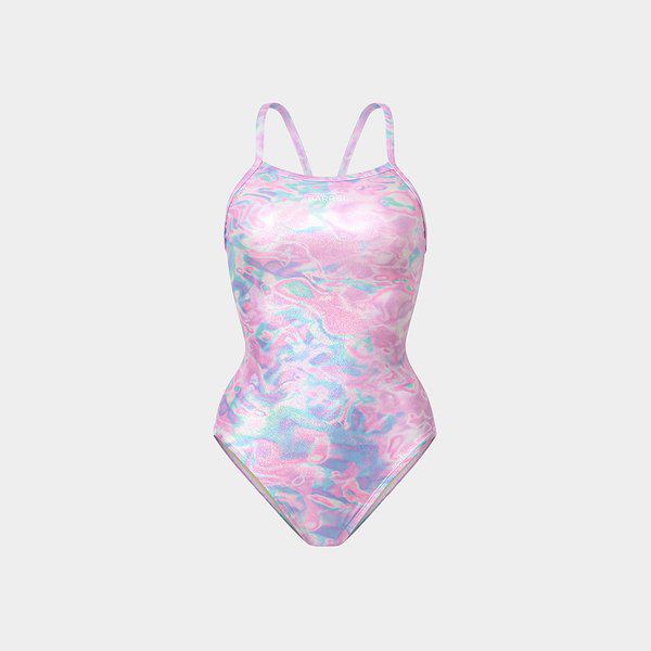 [] 女性のリフレクションアクアブリッジバックワンピース水着ピンクマーブル（B5SWSWS034PIB）