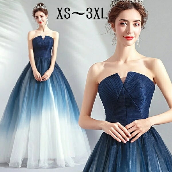 カラードレス 袖なし ウェディングドレス パーティードレス 大きいサイズ グラデーション オフショルダー プリンセスライン きれいめ 上品 ピアノ 発表会 ドレス 演奏会 大人 ステージ衣装 舞台 花