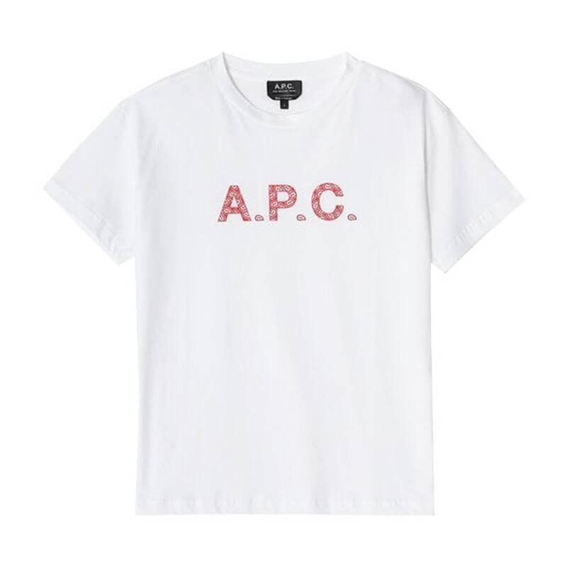アペッセ APC COEIO F26354 TAB BLANC/ROUGE CHELSEA ロゴ入り レディース半袖Tシャツ