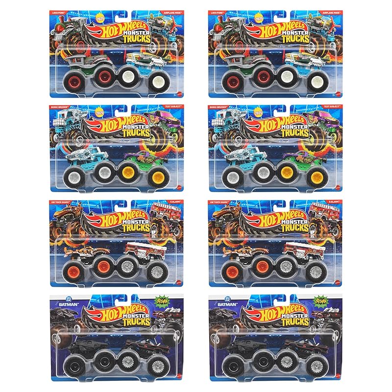 ホットウィール(Hot Wheels) モンスタートラック 1:64 2パック アソート 乗り物おもちゃ ミニカー 2台組×8セット入り BOX販売 3歳から マルチ 986U-FYJ64