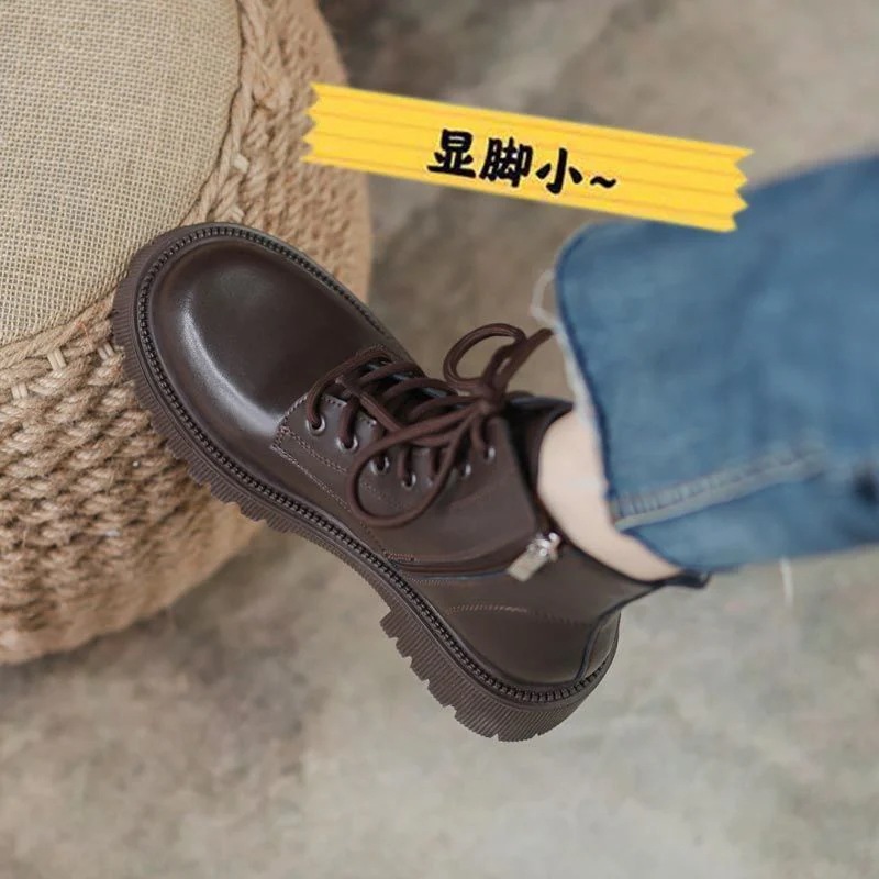 ブーティーブーツ女性イン24モデル百発的なモデルとショートブーツブラウン厚底とのシングルブーツ