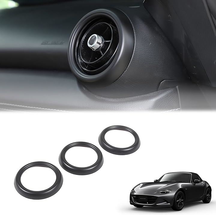 新型 マツダ ロードスター RF ND系 2016～2023に適用 エアコンリング 吹き出し口カバー 風口リング ABS製 3点セット(マットブラック) 4,662円