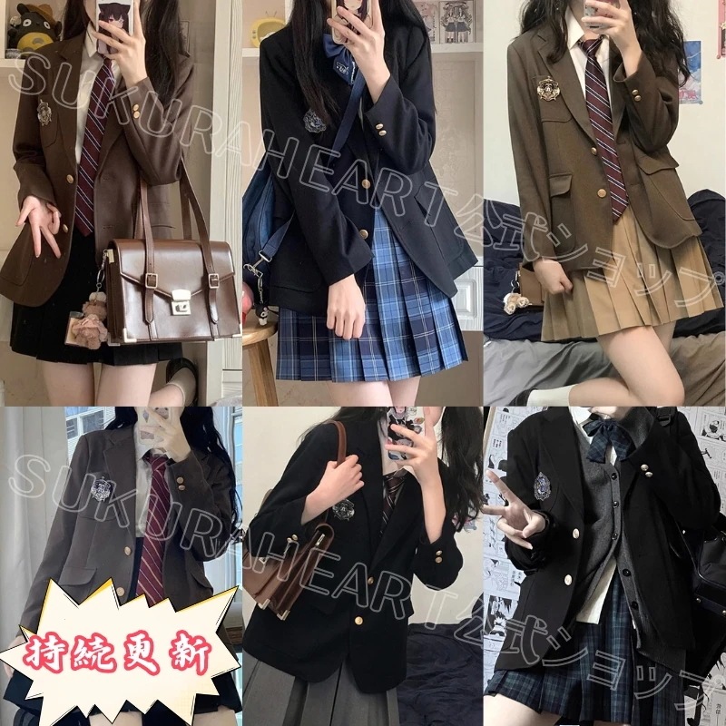 連続更新ing【五点セット】高生 女の子 フォーマル 制服 セットアップ アウター+シャツ+スカート+ネクタイ/蝶結び+バッジ 入学式 卒業式 スーツ セットアップ