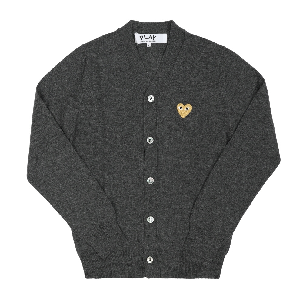 コム・デ・ギャルソン Vネックカーディガン ゴールドハートワッペン AX-N050-051