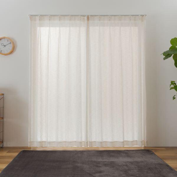 レースカーテン 約幅100x丈198cmx2枚セット アイボリー レースカーテン シンプル レースノード