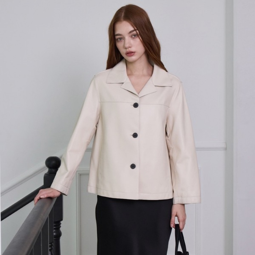 [LAURE SOUL] ブリティッシュラムスキンインシジョンステッチポイントレザージャケット_KSJK250104