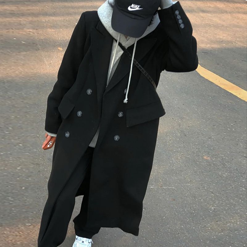 秋と冬の膝上ロングセクションツイードジャケット女性の小さなヘップバーンの質感のスーツツイードコートの潮でパッド入りの肥厚