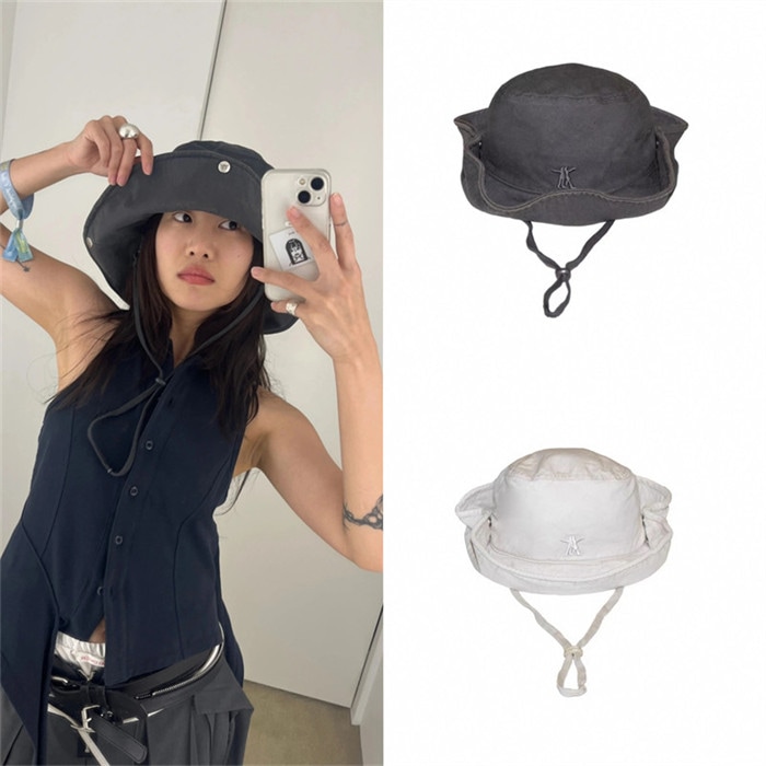 FOLDABLE WIDE BRIM HAT : BEIGE CHARCOAI GRAY(2カラー) バケットハット 日よけ帽子【並行輸入品】