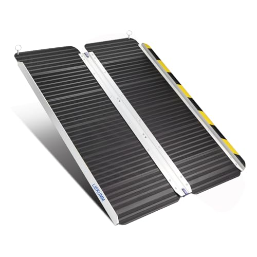 LIEKUMM 車椅子 スロープ 長さ91.5cm 幅広73cm 段差スロープ 耐荷重300kg 軽量アルミ製 折りたたみ 滑り止め ハンドル付 16,865円