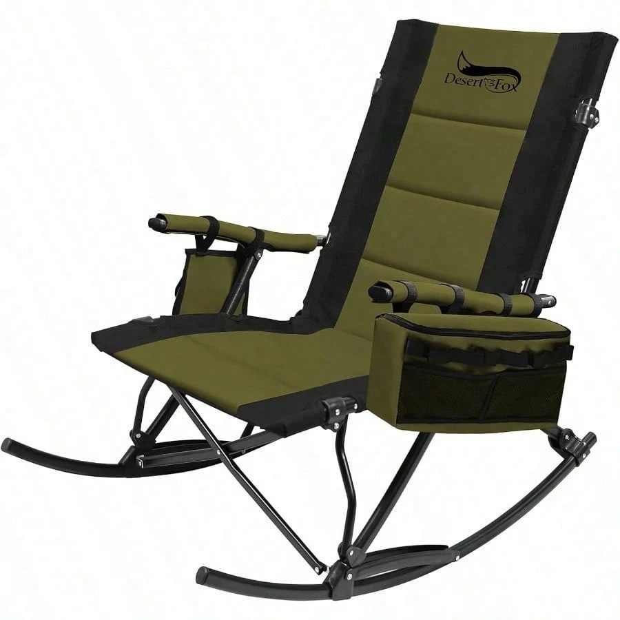 キャンプチェア ロッキングチェア 折りたたみ クーラーボックス付きリラックスチェア アウトドアチェア 揺れる椅子 耐荷重150kg コンパクト 組み立て不要 携帯便利 室内 室外 庭園ピクニッ