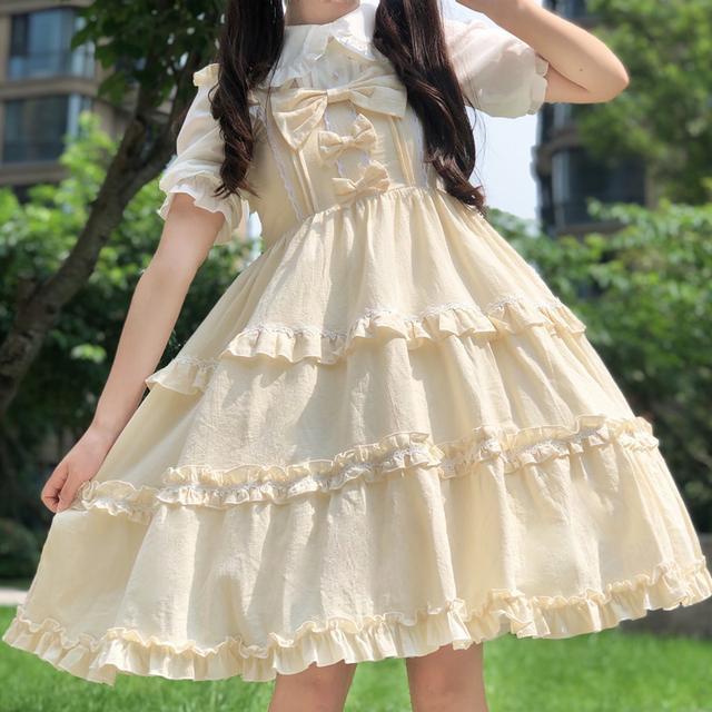 大人気ワンピースロリータドレス デザインロリータ 清風小夏ドレス サスペンダー jsk ドレス 女 甘系三段ロリータjskスカートcosplay脚魅せミニスカート